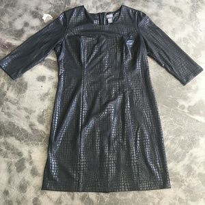 Snakeskin embossed black dress